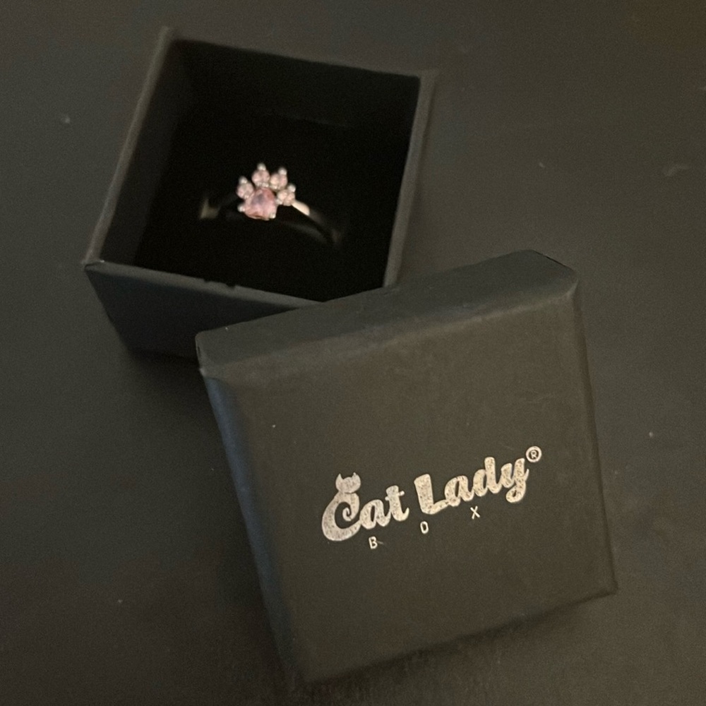 Cat Lady Box Pink Paw Ring (adjustable) Never worn.